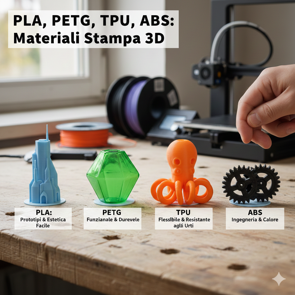 PLA, PETG, TPU, ABS: quale materiale scegliere per la tua stampa 3D?
