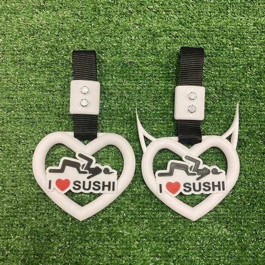 Tsurikawa design I love sushi, forma cuore liscio o devil in stampa 3d.